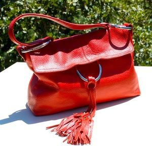 Alfani Red Leather Tassel Bag